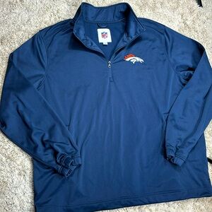 NFL Brand Denver Broncos Fleece Lined 1/4 Zip Pullover, Navy, Size XXL